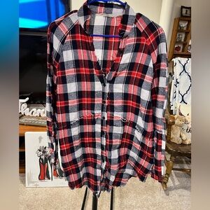 Cherry Cloth raw edge flannel tunic